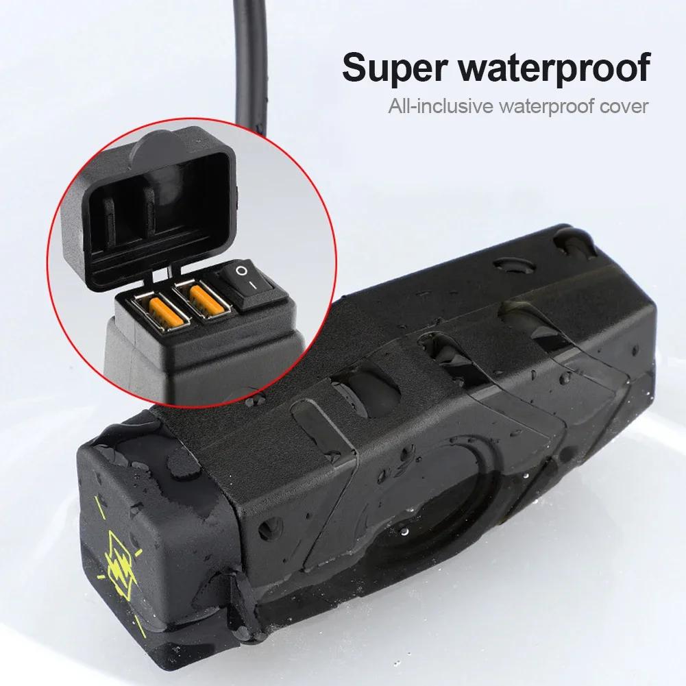 36 Вт QC3.0 USB-зарядное устройство для руля электровелосипеда с переключателем, двойной USB-адаптер для быстрой зарядки, водонепроницаемый чехол, 20-90 В, аксессуары для мотоциклов