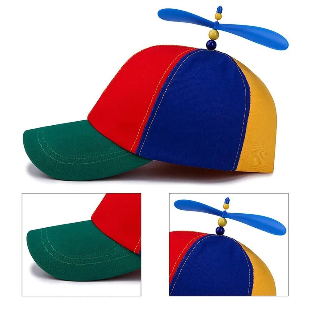 Rainbow Helicopter Propeller Hat Snapback Baseball Cap Funny Bamboo Dragonfly Cap Birthday Gift