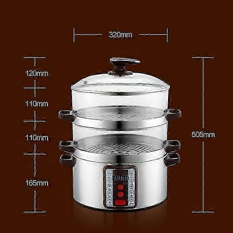 Adjustable Multi-Layer Electric Steamer with Smart Transparent Lid for Efficient Cooking