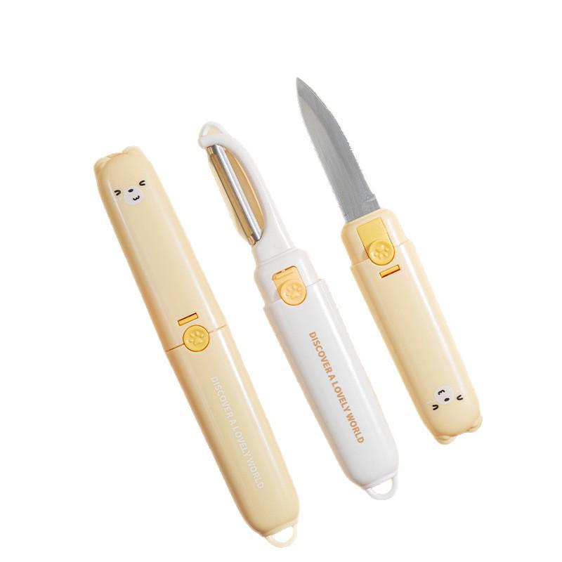 Складной двусторонний нож для фруктов и овощечистка - Портативный и многофункциональный для домашнего использования