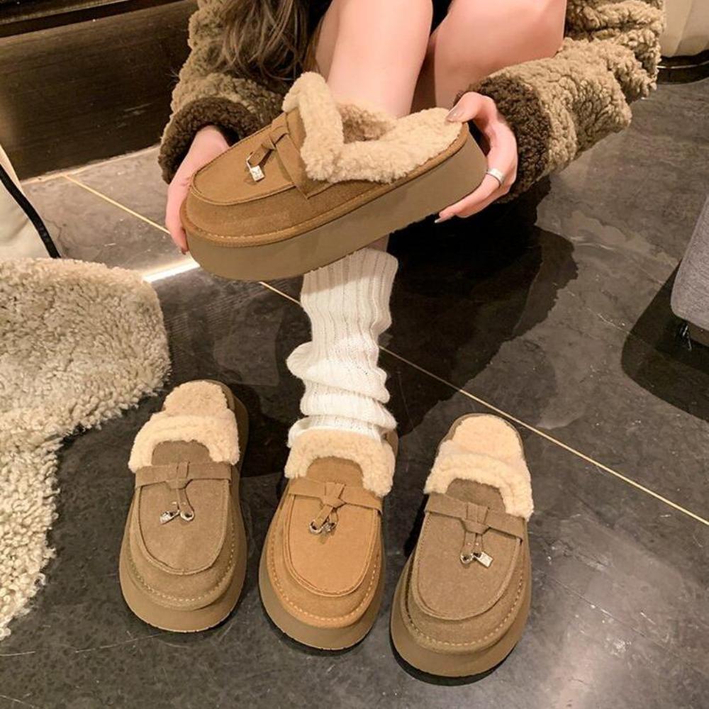 Baotou мохнатые тапочки женские 2024 новый мех женский нишевый дизайн удобная всесочетающаяся толстая подошва домашняя обувь