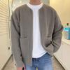 Men Cardigan Sweater Solid Color Full Zip Up Casual Sweater Warm Knitwear Jacket with 2 Front Pockets for Autumn And Winter