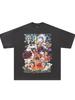 ONE PIECE ONE PIECE T-shirt, Luffy Animation Vintage American Small Neckline Short Sleeve Hip Hop Street Blockbuster