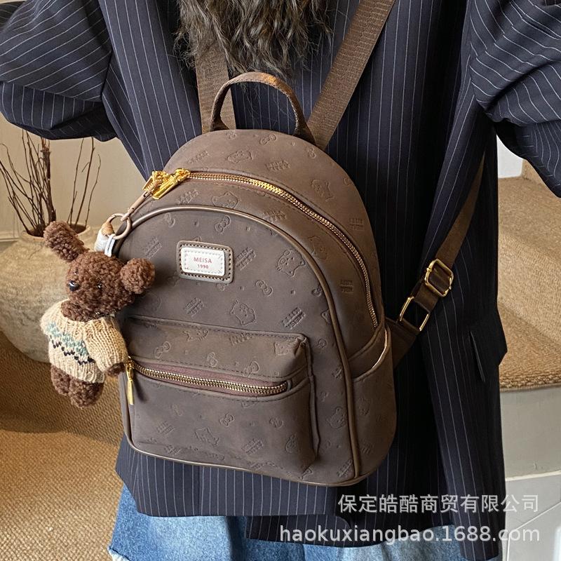 Повседневная сумка для поездок на работу в стиле ретро большой вместимости женская 2025 новая популярная рельефная сумка-рюкзак школьная сумка осень-зима