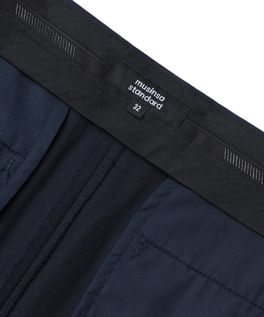 MUSINSA STANDARD Super Wide Hidden Banding Slacks [Navy]