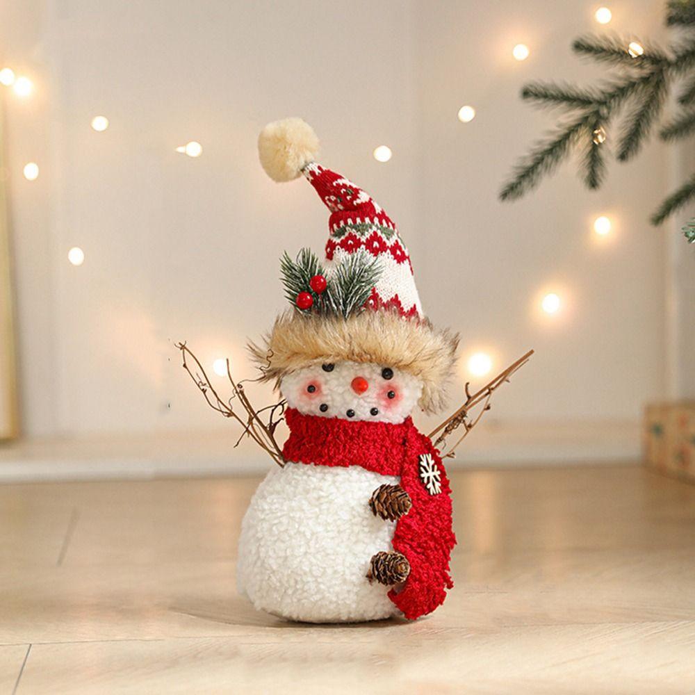 Cute Long Legs Snowman Ornaments Cartoon Plush Snowman Doll Toy Shopping Mall Hotel