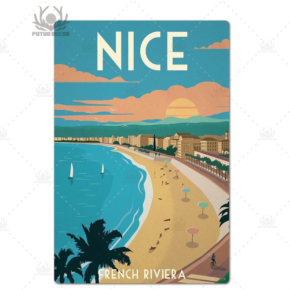 Decor Travel Tin Sign Plaque Metal Plate Vintage Wall Art Poster for Home Living Room Beach House Iron Painting