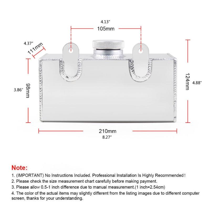 Полированный алюминиевый сплав Бачок омывателя лобового стекла Интеркулер Спрей Универсальный Охлаждающая жидкость Расширительный бачок