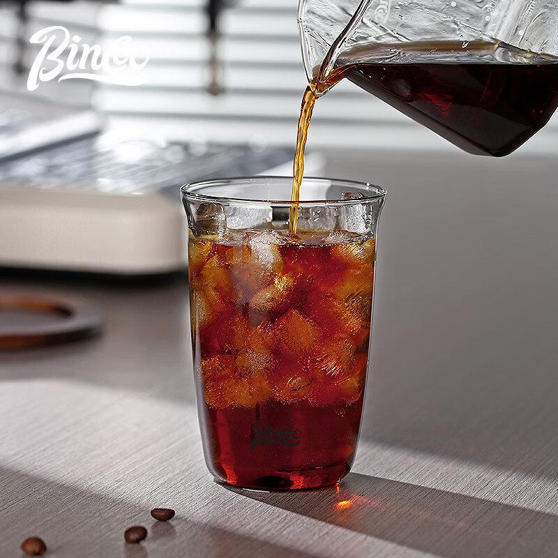 Bincoo Black Knight Glass Cup for Latte, Iced Americano, Milk, Special Cocktail, Coffee, Heat-Resistant Mug with Latte Art