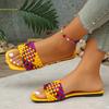 Обувь для женщин с открытым носком, женские тапочки, уличные пляжные тапочки, женские квадратные носки, разноцветные, на плоской подошве, сандалии больших размеров