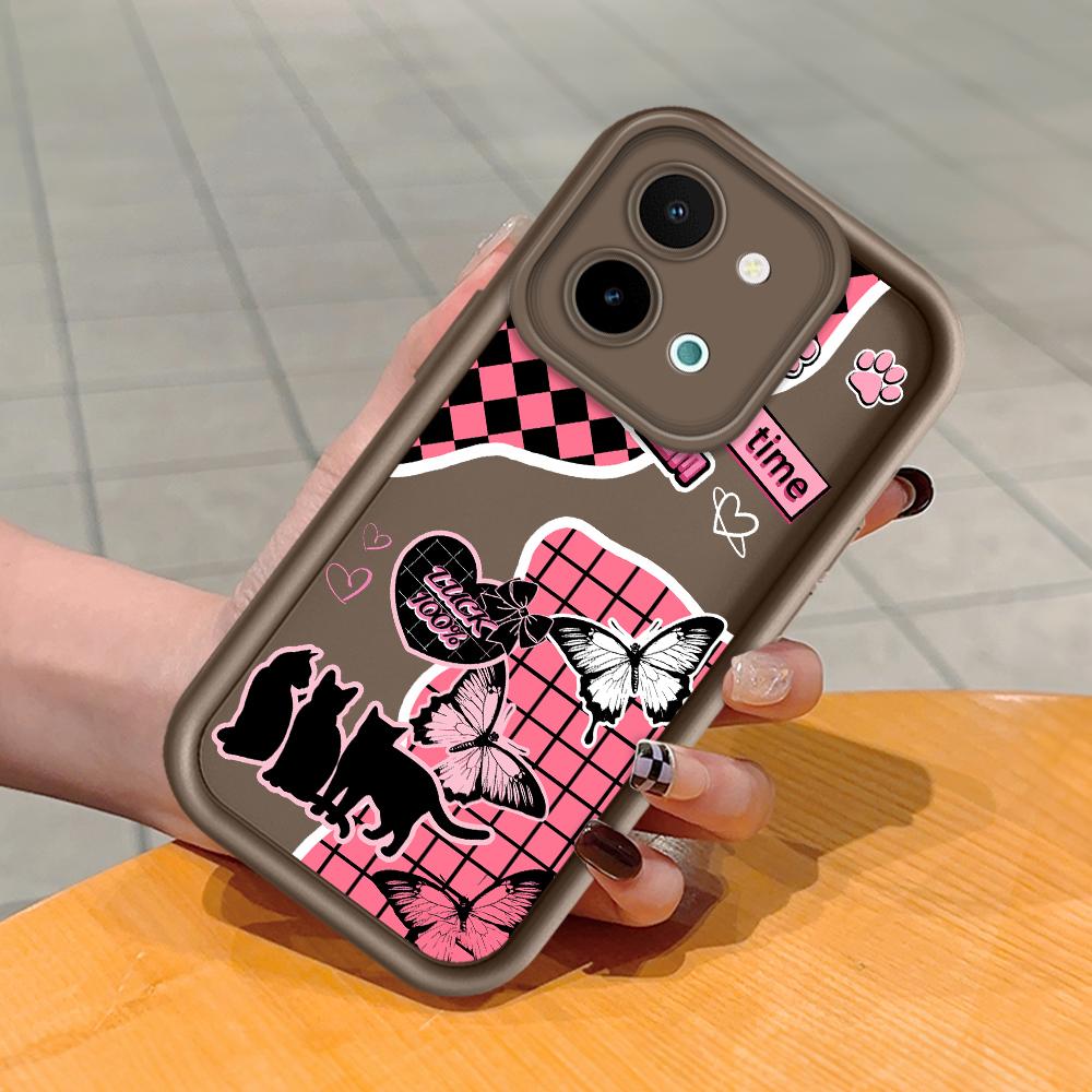 Для Huawei P50 Pro P40 Honor 8X 9X X9 Tecno Spark Go Infinix Smart 8 Vivo V29 V30 Y02 Y16 мягкий защитный чехол для полнообъективного телефона с изображением милой бабочки-кошки