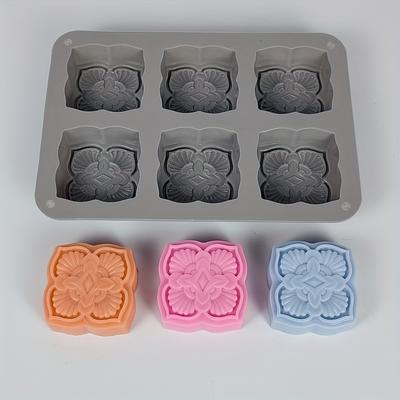 6-гнездная винтажная цветочная силиконовая форма для мыла в европейском стиле, квадратная форма для поделок своими руками из смолы и свечей, противень для выпечки тортов, формы для шоколада