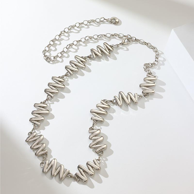 Womens Highquality Silver Waist Chain With Glossy Surface And Fashionable Design