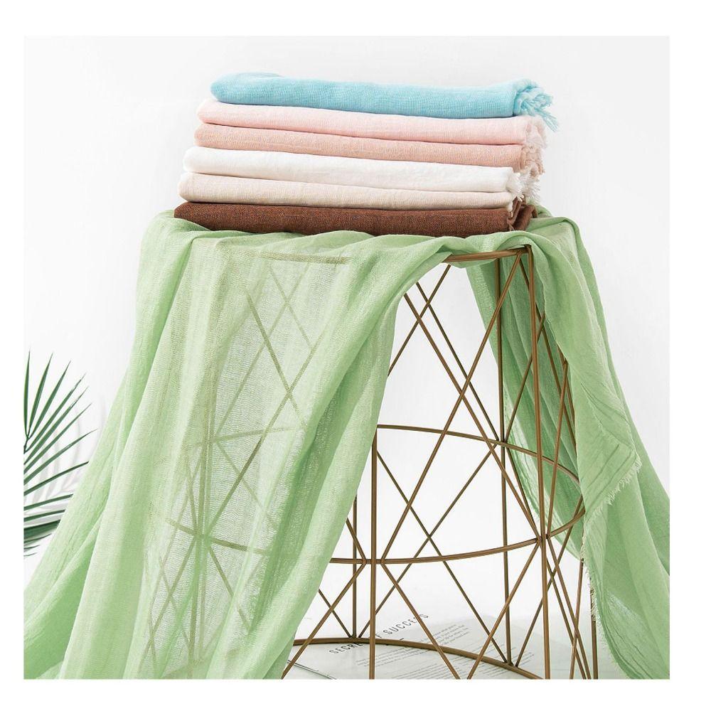 Однотонная пляжная шелковая шаль из хлопка и льна, накидки для бикини, дышащая, в стиле бохо, женская