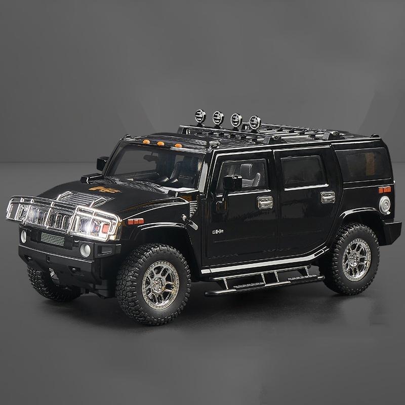 1:18 HUMMER H2 Highway 61 Off Road SUV Alloy Metal Diecast Model Car High Simulation Collectible Children Toy Car Sound & Light