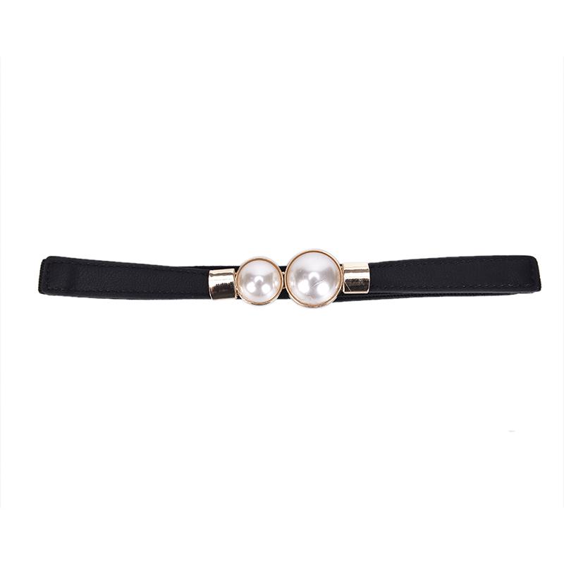 Women Elastic Waist Seal Belt Pearl For Dresses Skirt Waistbands Wasit Belt