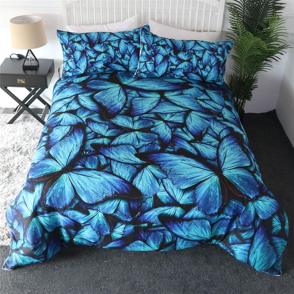 Комплект постельного белья Flying Butterflies, комплект постельного белья из коллекции Butterfly Queen King, полноразмерный, цветной, мягкий, из полиэстера, покрывало