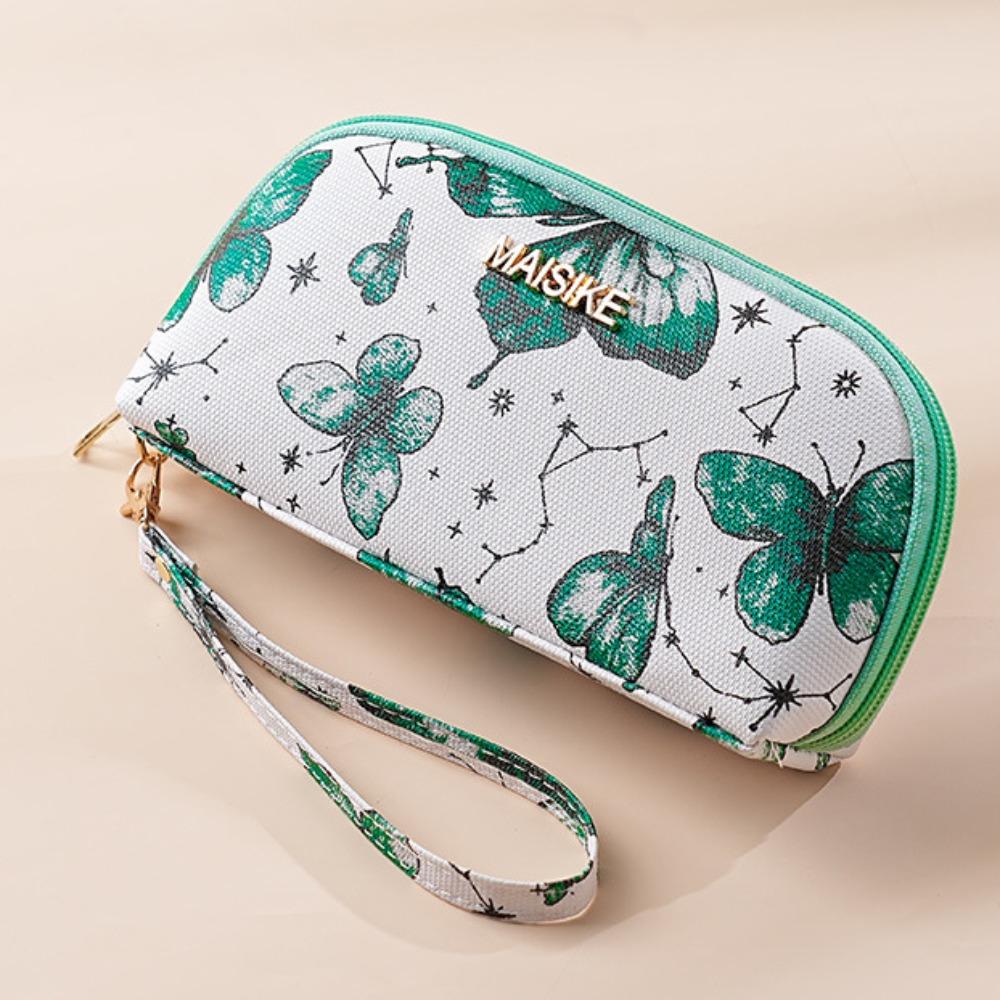 Jacquard Flower Handbag Coin Pocket Women Long Purse Portable Butterfly Clutch Wallet Travel