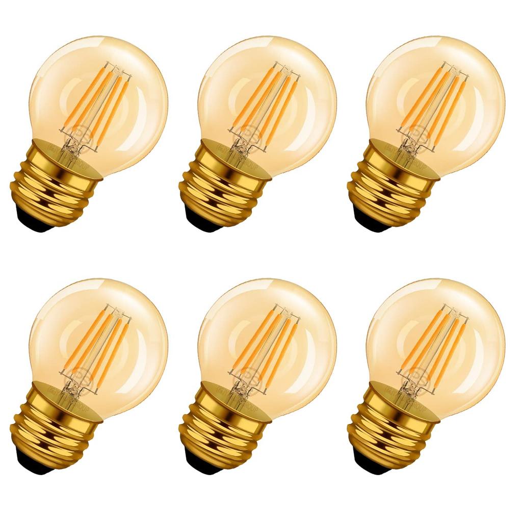 LVWIT E26 Base LED Filament Bulbs, 36W Equivalent, 420lm, Chandelier Bulbs, 2400K Brown, G45 Mini Edison Bulbs, Retro Style, PSE Compatible,