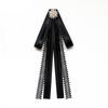Vintage Crystal Rhinestones Jewelry Bowtie Polyester Collar Pretied Necktie Clip  Women