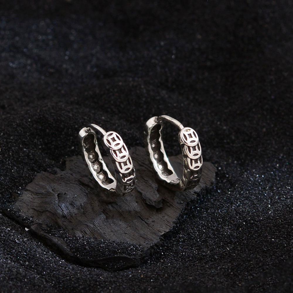 Серьги-монеты из меди в ретро-стиле, серьги с характером, простой нишевый дизайн, серьги на осень и зиму