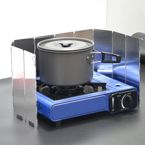 10-секционный ветрозащитный экран для кемпинговой плиты, портативный, легкий, для пеших походов на открытом воздухе, пикника, металлический, ветроустойчивый, горелка для бутановой газовой плиты, складной ветрозащитный экран