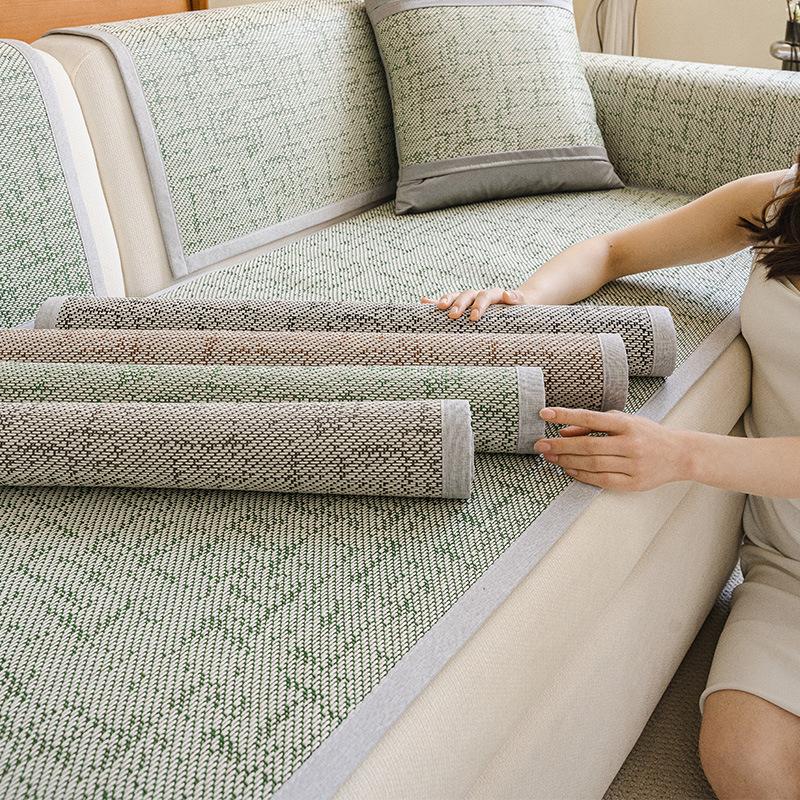 Новый летний коврик для дивана, простой и современный прохладный ротанговый коврик, нескользящая цельная подушка для дивана прямого ряда
