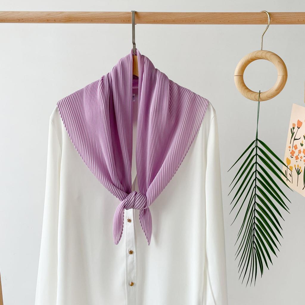 Малазийский платок для головы, однотонный шифоновый квадратный бархатный плиссированный тюль, шарф-обертка, универсальный шарф-шаль