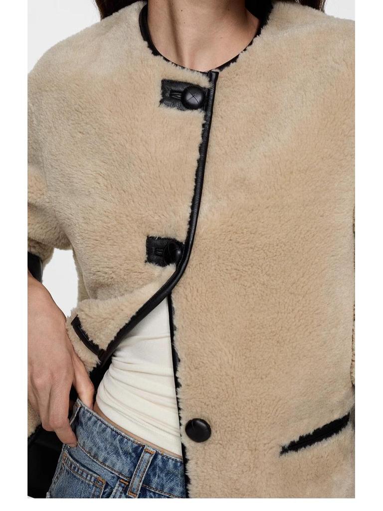 Женская осенняя мода 2024: Свободная куртка-пальто из искусственного меха в европейском и американском стиле