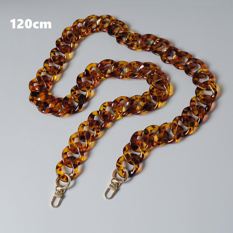 New Fashion Woman Handbag Accessory Chain Amber Leopard Acrylic Resin Chain Luxury Strap Women Clutch Shoulder Purse Chain