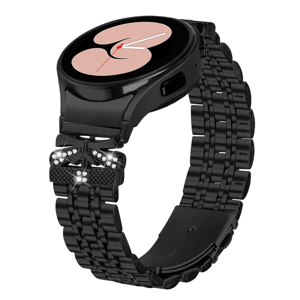 Металлический ремешок с гальваническим покрытием и коннектором для Samsung Galaxy Watch7 44мм/40мм, 7-звенный, с декором из страз-бабочек