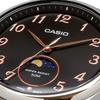 Casio Стандартные аналоговые часы с фазами Луны Круглый циферблат Черный кожаный ремешок Черный [Casio] Мужские MTP-M110L-1AV (Зарубежная модель)