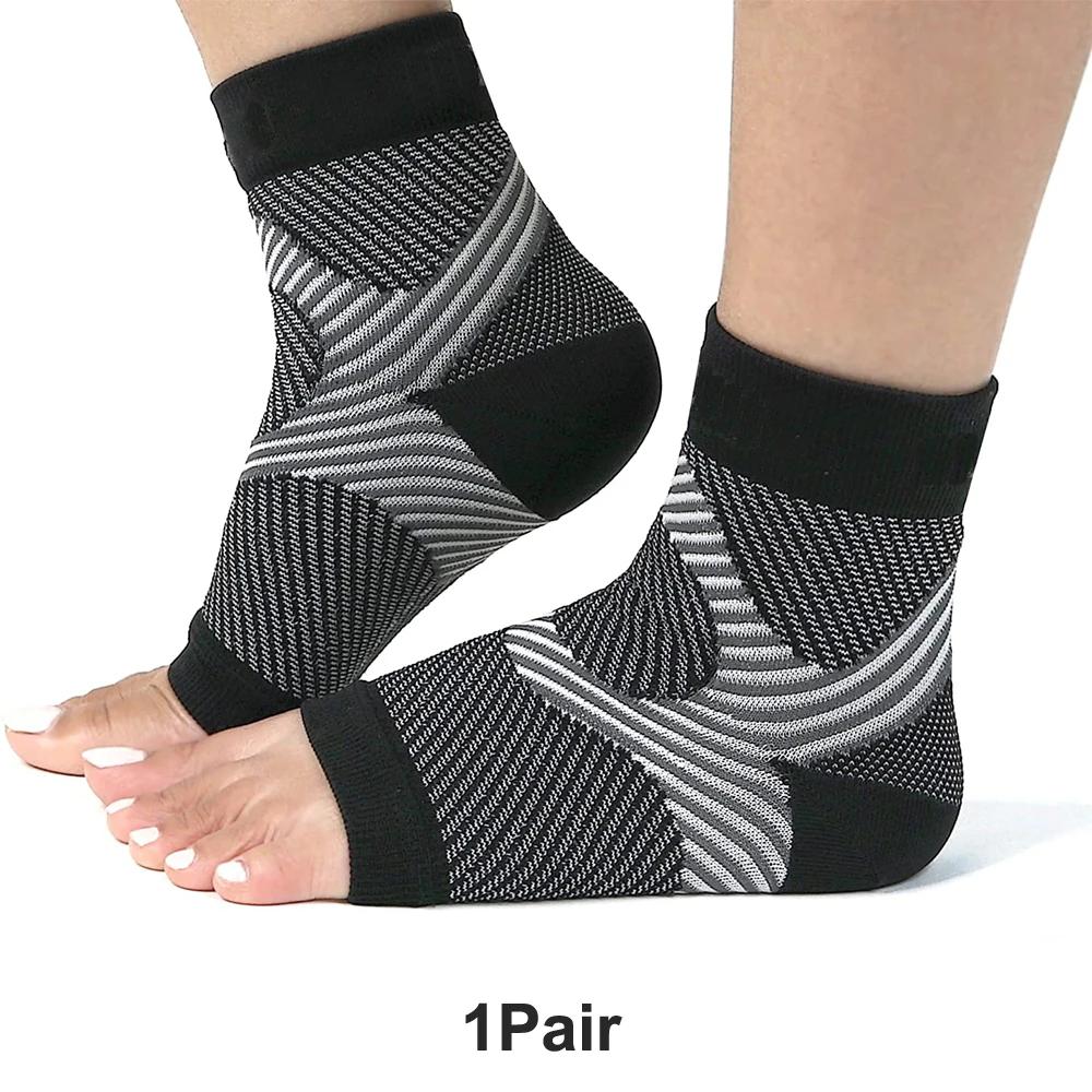1 Pair Plantar Fasciitis Socks Arch Support Toeless Compression Socks for Men Women Foot Pain Relief Ankle Swelling