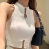 American Knitted Camisole Hollow-out Tank Top Women's Outerwear Hot Girl Summer Backless Base Layer Sweet & Spicy Short Sexy Top