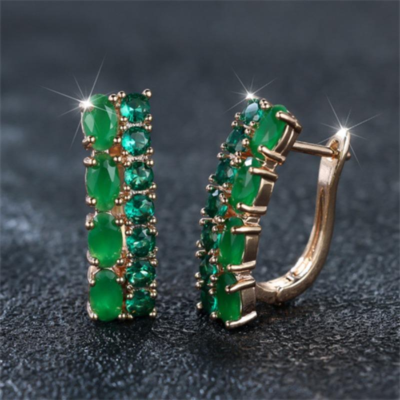 Европейские и американские модные круглые серьги в форме яйца цвета шампанского с микро-инкрустацией из зеленого нефрита