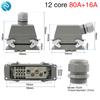Rectangular Heavy Duty Connector HDC-HK-4/8 12 Core P Waterproof Aviation Industrial Machine Tool Plug Socket 80A+16A 500V