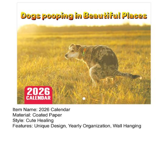 2026 Wall Calendar Dog Pooping/Angry Cat Calendar January 2026 - December 2026 12 Monthly Planner for Classroom Home Office