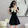 Plus Size French Bow Slimming Dress for Pear-Shaped Women - Niche Design Skirt