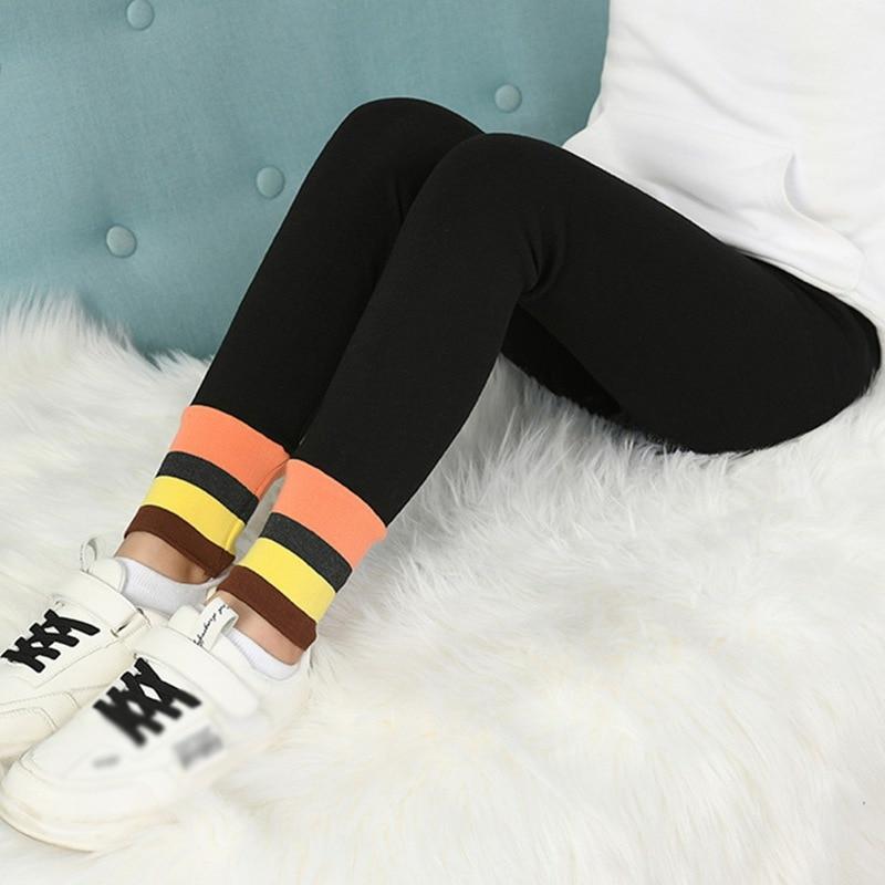 Зимние детские леггинсы на флисовой подкладке для девочек, нижние брюки, милые полосатые детские брюки-подростки с базовым слоем, термоколготки, узкие брюки, От 3 до 13 лет