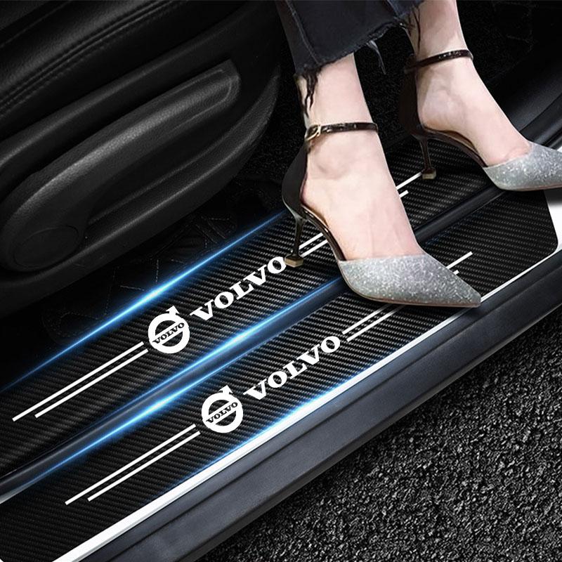 Car Door Sill Sticker Carbon Fiber Threshold Side Anti Scratch Tape for Volvo RDESIGN S60 S90 XC40 XC60 XC90 AWD Car Accessories
