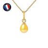 Pendant - - Genuine Cultured Pearl 5-6 Mm - Yellow Gold - Silver Chain 42 Cm