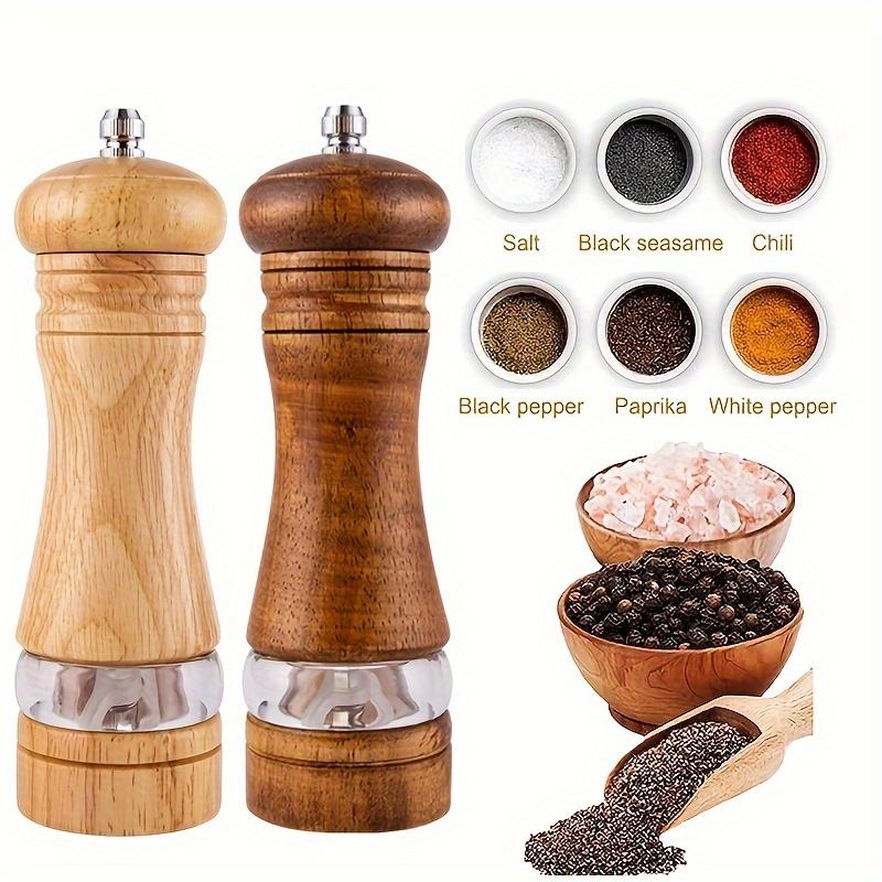 6 Inch Manual Pepper Grinder Rubberwood Acrylic Ceramic Core Fresh Ground Spice Mill