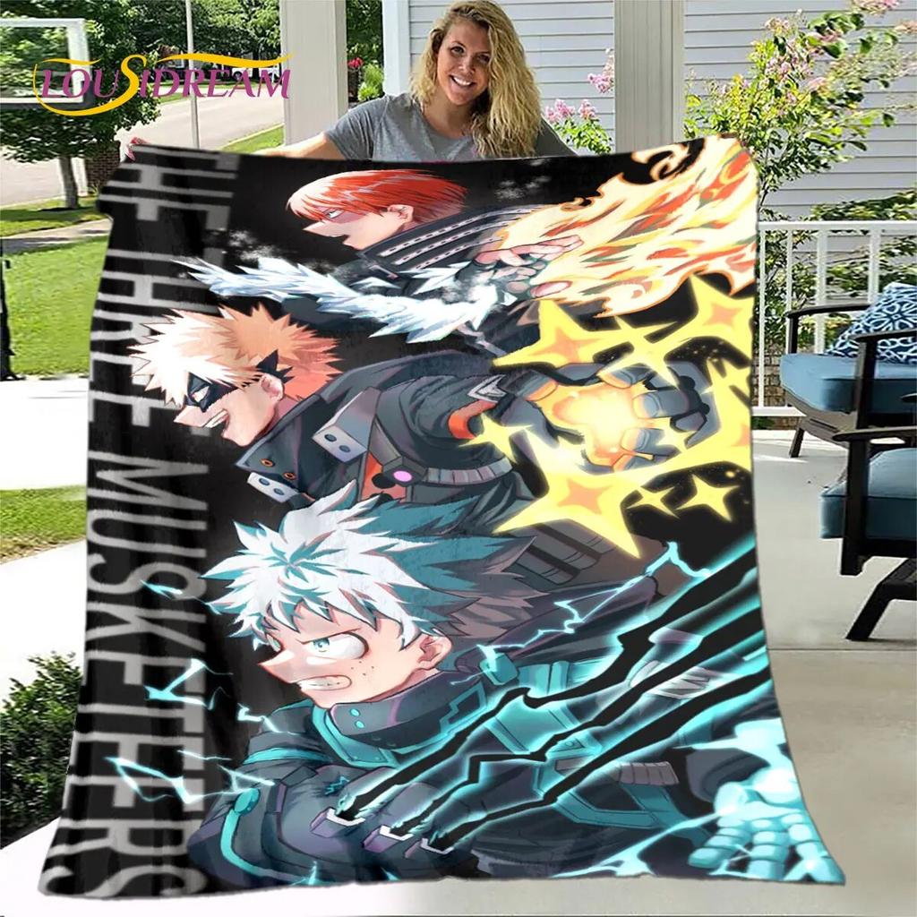 Мягкое плюшевое одеяло My Hero Academia с героями мультфильмов, фланелевое одеяло для гостиной, спальни, кровати, дивана, чехол для пикника