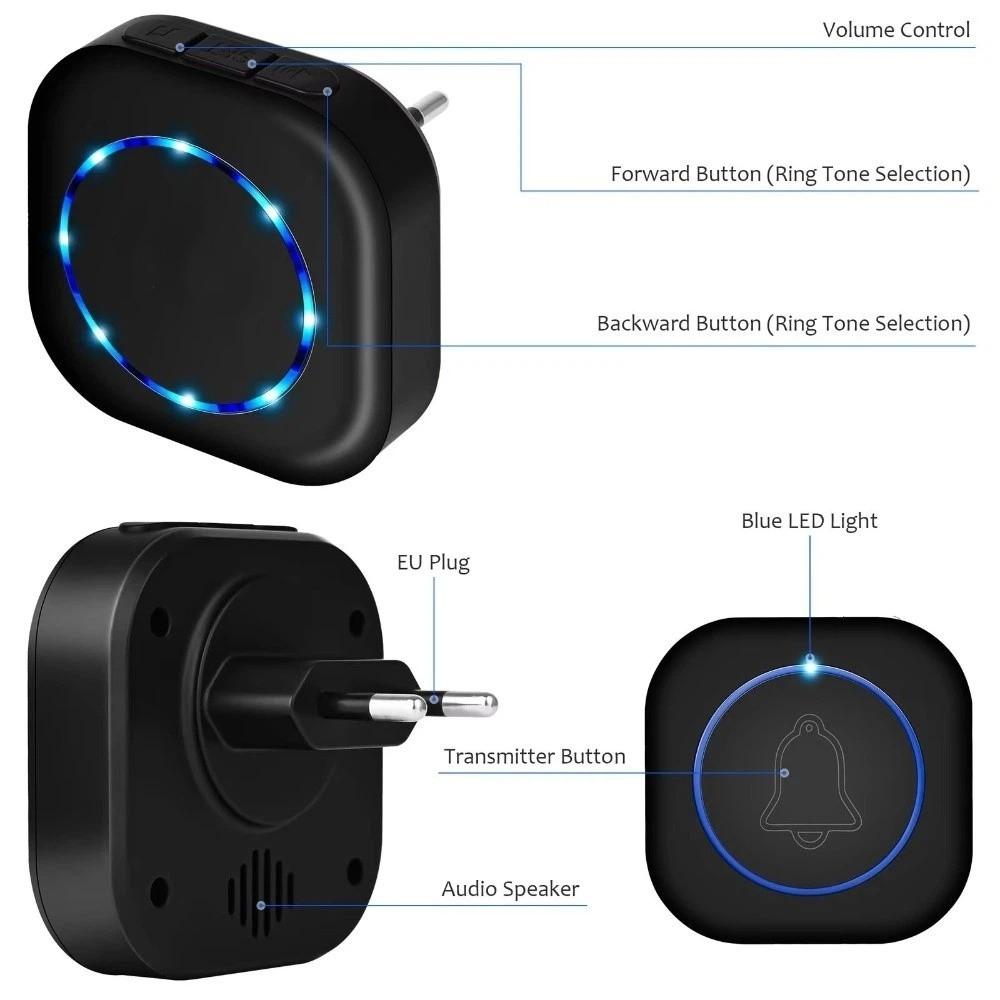 Умный дверной звонок Водонепроницаемый электронный звонок Беспроводной звонок для дома и класса