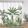 Tropical Botanical Jungle Animal Shower Curtain Coconut Flamingo Giraffe Bluebird Polyester Fabric Shower Curtain Bathroom Decor