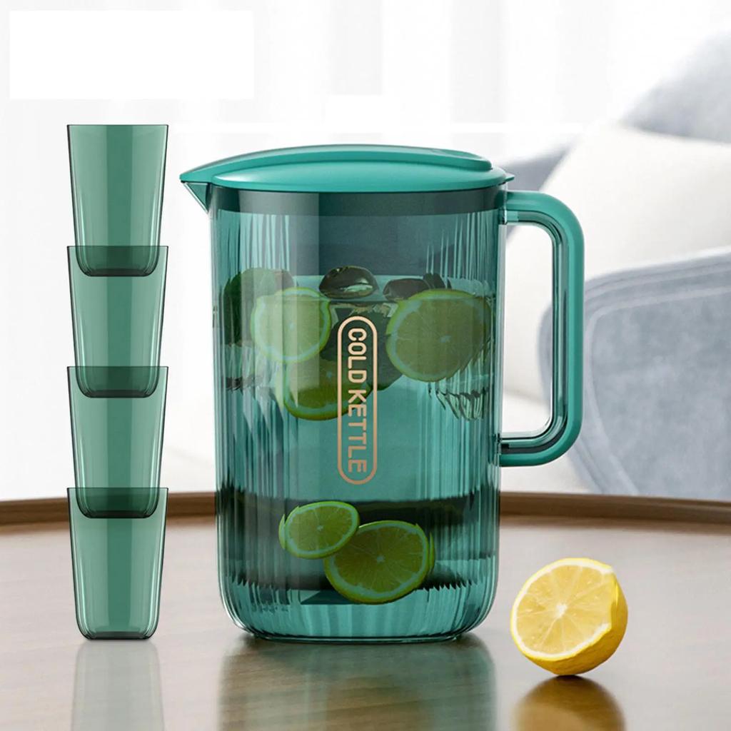 Iced Tea Pitcher Lemonade Kettle and Handle with Lid Juice Water Jug Water Pitcher for Home Office Cold Water Juice Jar