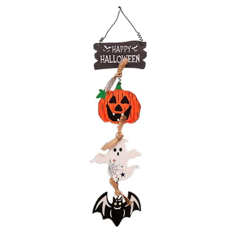 2pcs Halloween Door Hanging Sign Happy Halloween Wooden Signs Rustic Door Hanger Sign for Home Room Indoor Outdoor Ornament
