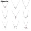 2023 New designedTulip?Wing?Heart?Bow?Pendant?Necklace?Pink Crystal?Gem?Zircon?Chain?Choker?for?Women?Jewelry?Accessories