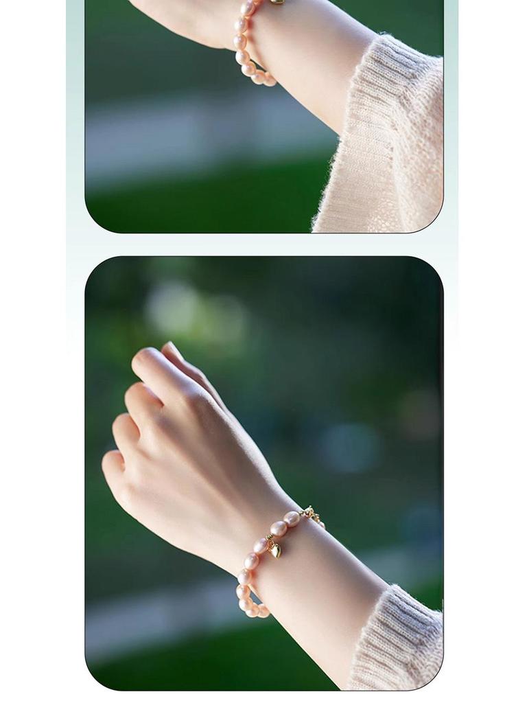 Модный браслет из натурального жемчуга 2025 года для женщин – Фиолетовый бисер на прочном эластичном шнуре