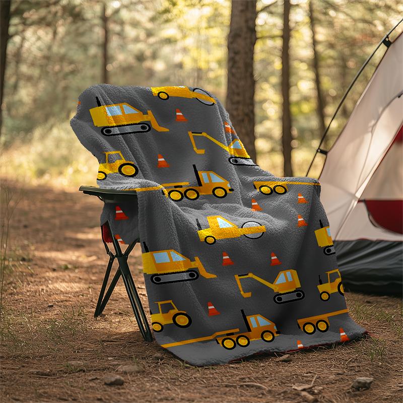 excavator Theme Printed Blanket - Perfect for Couch, Bed, Travel & Outdoor Use | Machine Washable, Cozy & Durable.